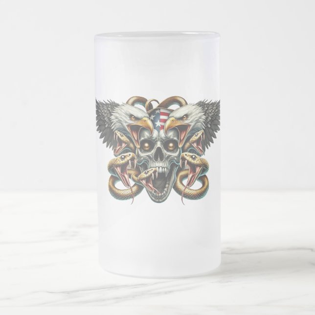 Der Adler und Schlangen Gott der Finsternis  Dämon Mattglas Bierglas (Mittel)