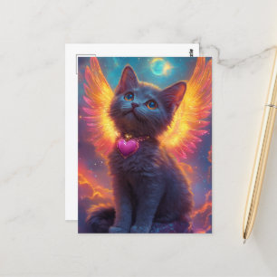 Der Adorable Grau Angel Kitten Postkarte