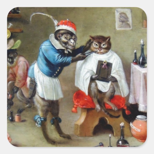 Der Affe Barber Quadratischer Aufkleber (Vorderseite)
