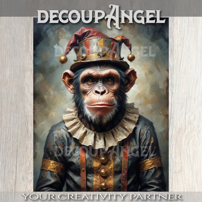 Der Affe entkam aus dem Zirkus - Decoupage - Seidenpapier (Von Creator hochgeladen)