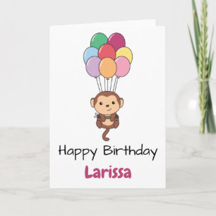 Der Affe fliegt mit farbenfroher Balloons-Karte au Karte