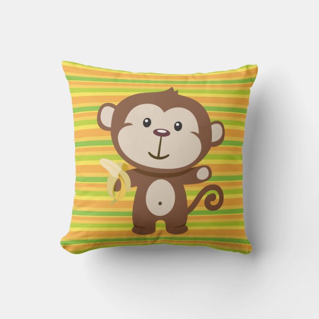 Der Affe-Grad der Kinder ein BaumwollWurfs-Kissen Kissen (Vorderseite)