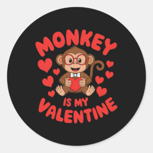 Der Affe ist mein Niedlicher Valentinstag-Affe Runder Aufkleber