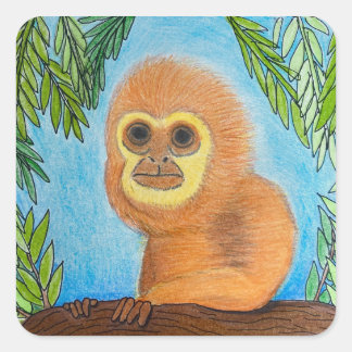 "Der Affe"-Sticker Quadratischer Aufkleber