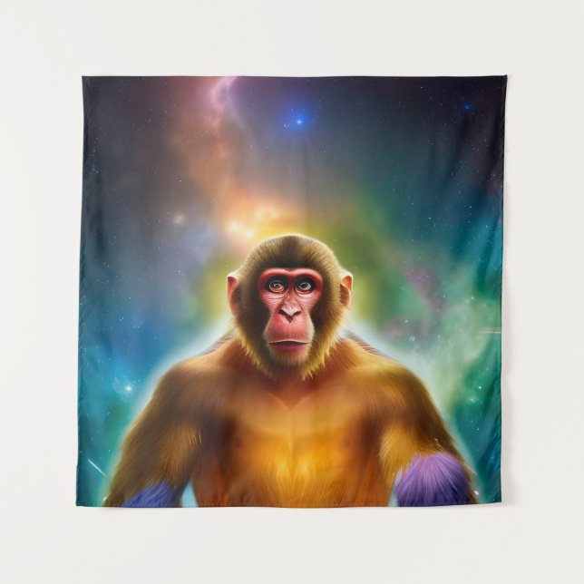 Der Affe (zwei) Wandteppich (Vorderseite)