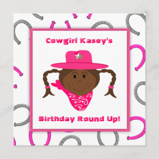 Der Afroamerikaner-Cowgirl-Geburtstag der Kinder Einladung