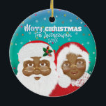 Der afroamerikanische Weihnachtsmann und Frau Clau Keramik Ornament<br><div class="desc">Santa und Mrs. Claus.</div>