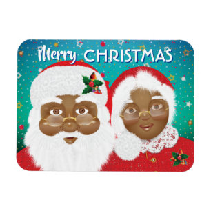 Der afroamerikanische Weihnachtsmann und Frau Clau Magnet