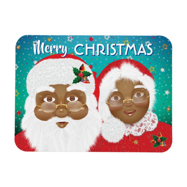 Der afroamerikanische Weihnachtsmann und Frau Clau Magnet (Horizontal)