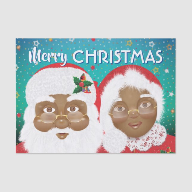 Der afroamerikanische Weihnachtsmann und Frau Clau Seidenpapier (Vorderseite)