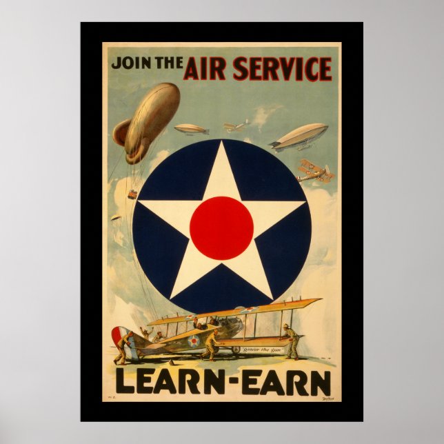 Der Air Service "Learn-Earn" (Schwarze Grenze) Poster (Vorne)