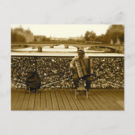 Der Akkordeon-Spieler - Pont des Arts, Paris Postkarte