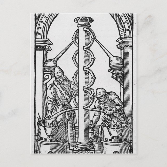 Der Alchemist am Arbeitsplatz Postkarte (Vorderseite)