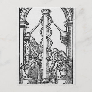Der Alchemist am Arbeitsplatz Postkarte