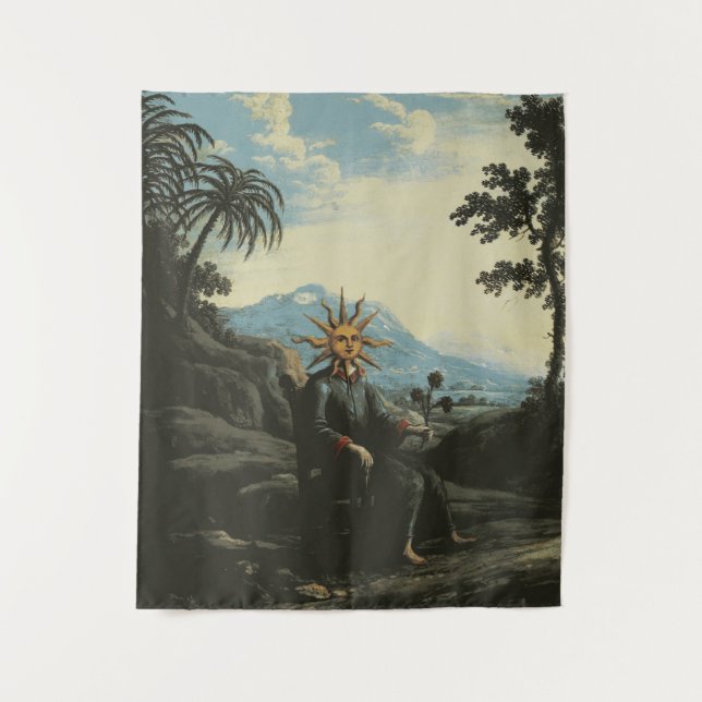 Der Alchemist, der die Beleuchtung erreicht hat Wandteppich (Vorderseite)