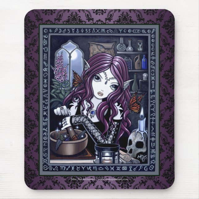 "Der Alchemist" gotischer magischer feenhafter Mousepad (Vorne)
