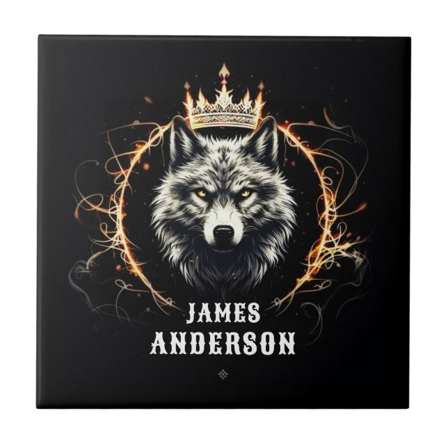 Der Alpha Wolf. Hinzufügen von Text oder Name zur  Fliese (Vorderseite)