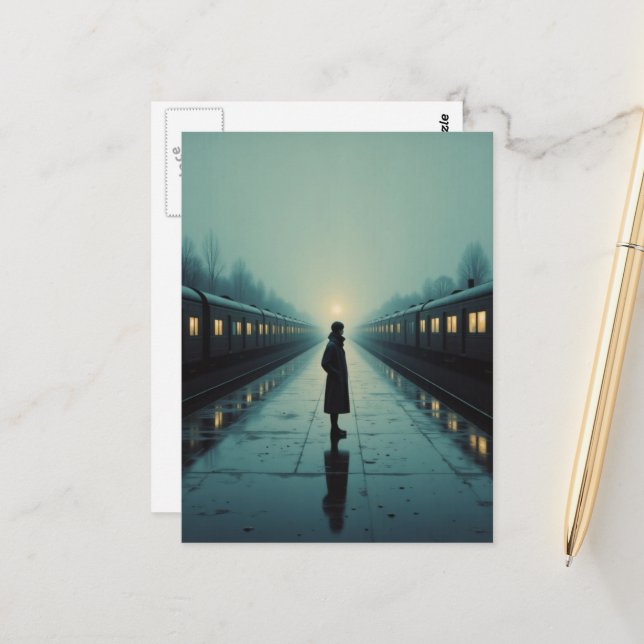 Der alte Bahnhof Postkarte (Vorderseite/Rückseite Beispiel)