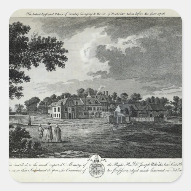 Der alte bischöfliche Palast von Bromley Quadratischer Aufkleber (Vorderseite)