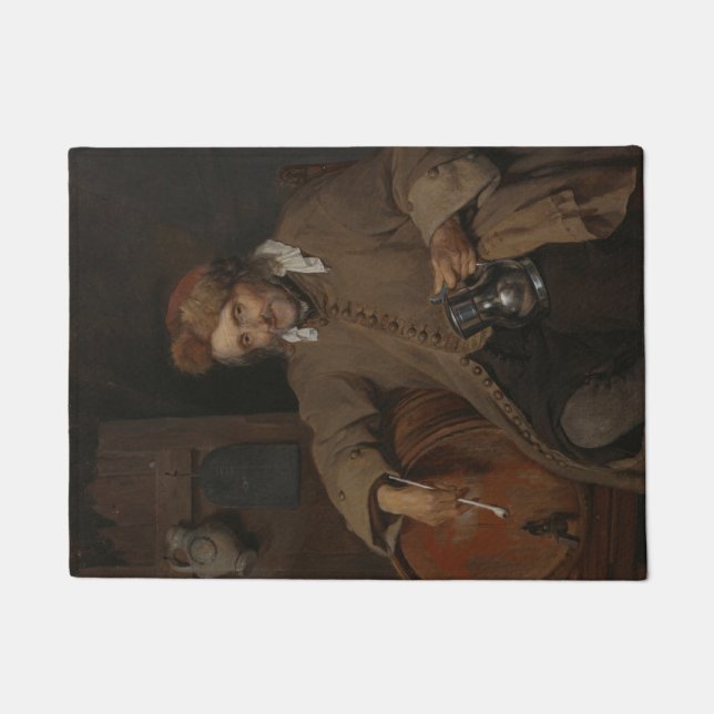 Der alte Drinker (von Gabriel Metsu) Fußmatte (Vorderseite)