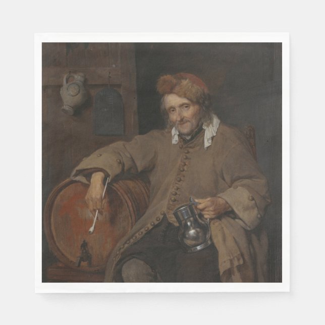 Der alte Drinker (von Gabriel Metsu) Serviette (Vorderseite)