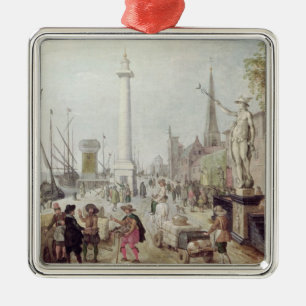 Der alte Hafen von Antwerpen Silbernes Ornament