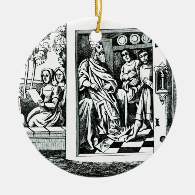 Der alte Mann des Berges, der Aufträge zu seinem f Keramikornament (Vorne)