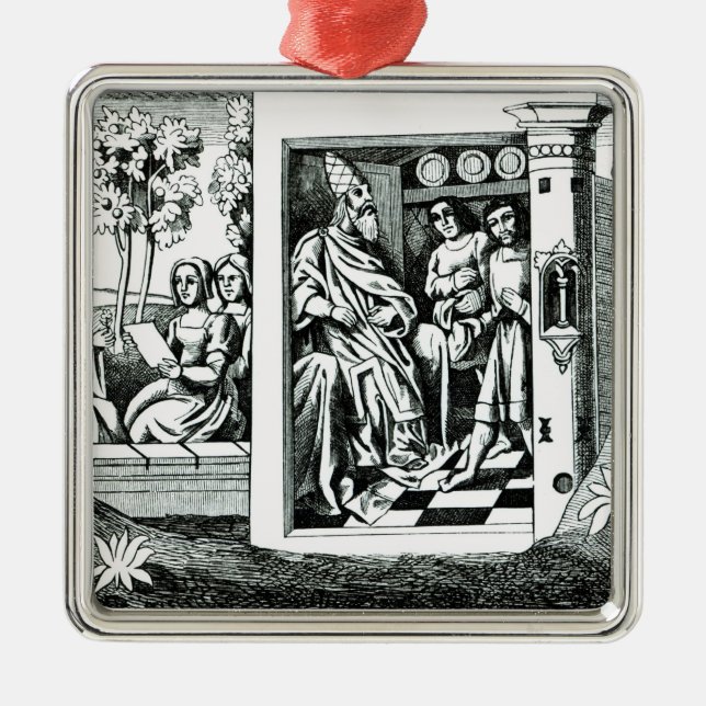 Der alte Mann des Berges, der Aufträge zu seinem f Silbernes Ornament (Vorne)