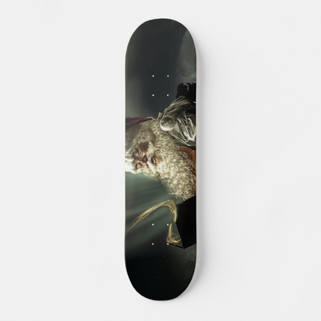 Der alte Mann - Weihnachtsmann liest seine Liste Skateboard (Vorderseite)