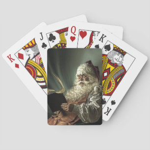 Der alte Mann - Weihnachtsmann liest seine Liste Spielkarten