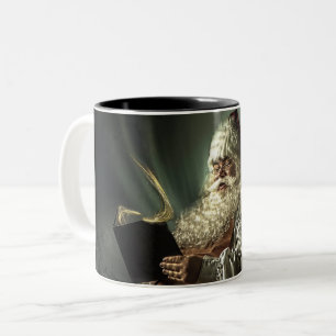 Der alte Mann - Weihnachtsmann liest seine Liste Zweifarbige Tasse