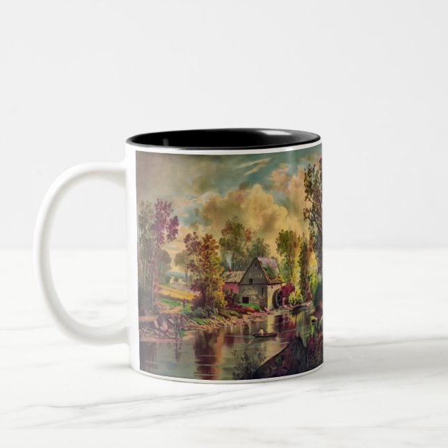 Der alte Mühlenstrom Zweifarbige Tasse (Links)