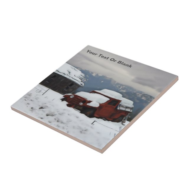 Der alte rote LKW Fliese (Seite)