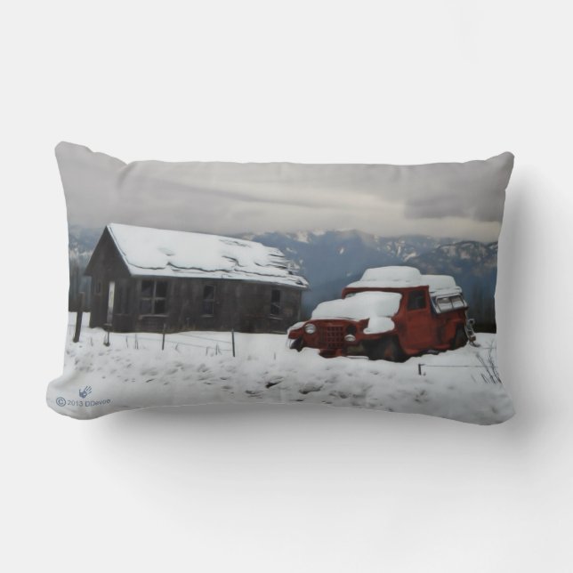 Der alte rote LKW Lendenkissen (Vorderseite)