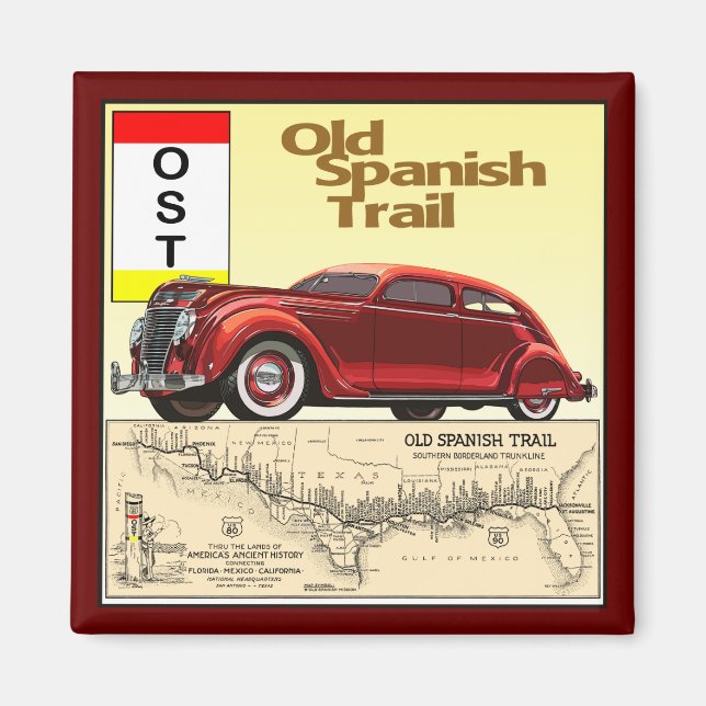 Der Alte Spanische Weg - Historischer Auto Magnet (Vorne)