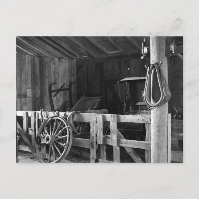 Der alte Stall - schwarz in weiß Postkarte (Vorderseite)