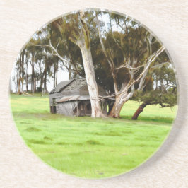 Der alte Untersetzer aus Holz mit Sandstein