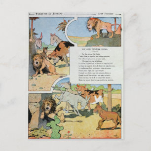 Der alternde Löwe aus den Fabeln Postkarte