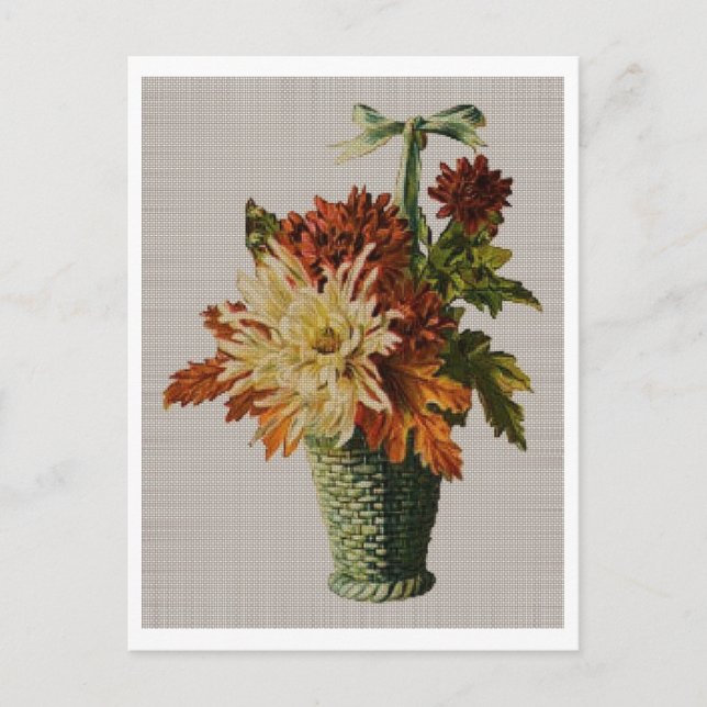 Der altmodische Korb der Blume Postkarte (Vorderseite)