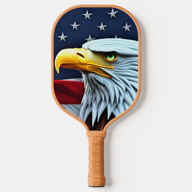 Der Amerikanische Adler und die Fahne Patriotisch Pickleball Schläger (Vorderseite)