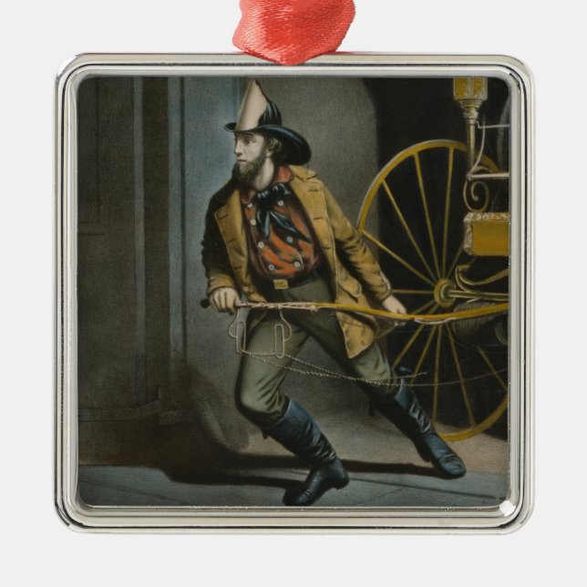 Der amerikanische Feuerwehrmann: Immer bereit Ornament Aus Metall (Vorne)