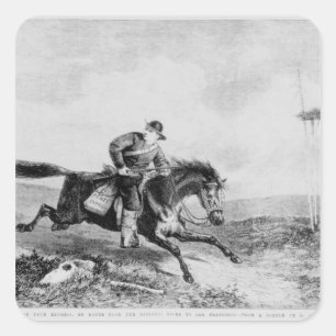 Der amerikanische Pony Express Quadratischer Aufkleber