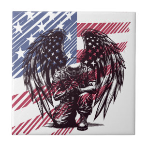 Der amerikanische Soldat Angel Prag USA Flaggenkun Fliese