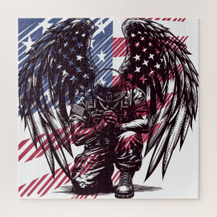 Der amerikanische Soldat Angel Prag USA Flaggenkun Puzzle