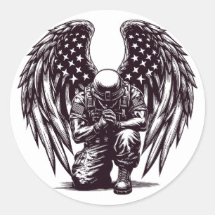 Der amerikanische Soldat Angel Prag USA Flaggenkun Runder Aufkleber