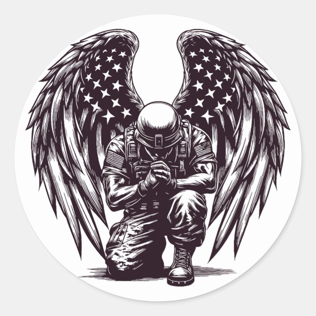 Der amerikanische Soldat Angel Prag USA Flaggenkun Runder Aufkleber (Vorderseite)