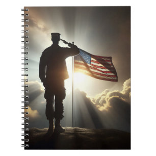 Der amerikanische Soldat würdigt die Flagge Notizblock