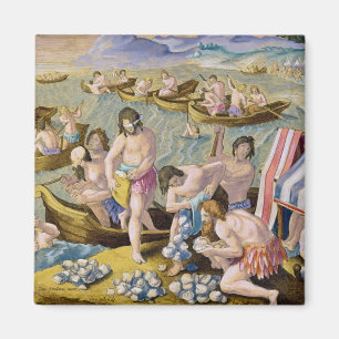 Der amerikanische Ureinwohner, der für Perlen Magnet