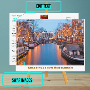 Der Amsterdamer Kanal im Abend Postkarte