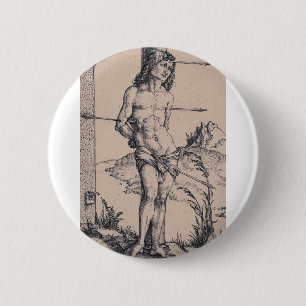 Der an die Säule gebundene Heilige Sebastian Button